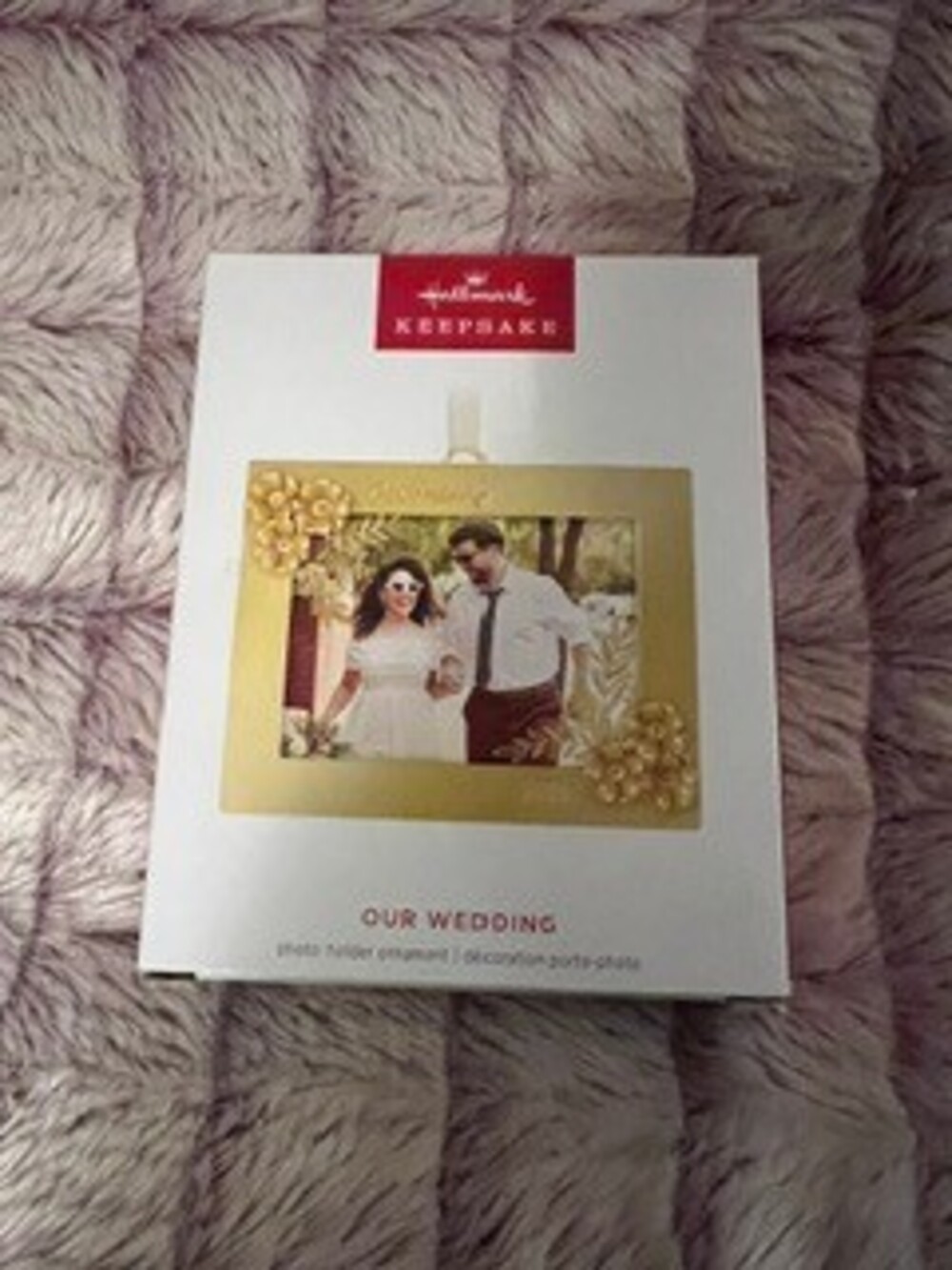 Hallmark Keepsake Our Wedding Photo Holder Ornament Metal Glass